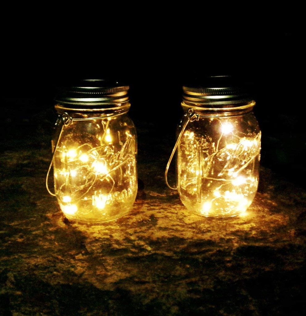 Beautiful firefly lights in a mason jar, LED string lights for fall decorating