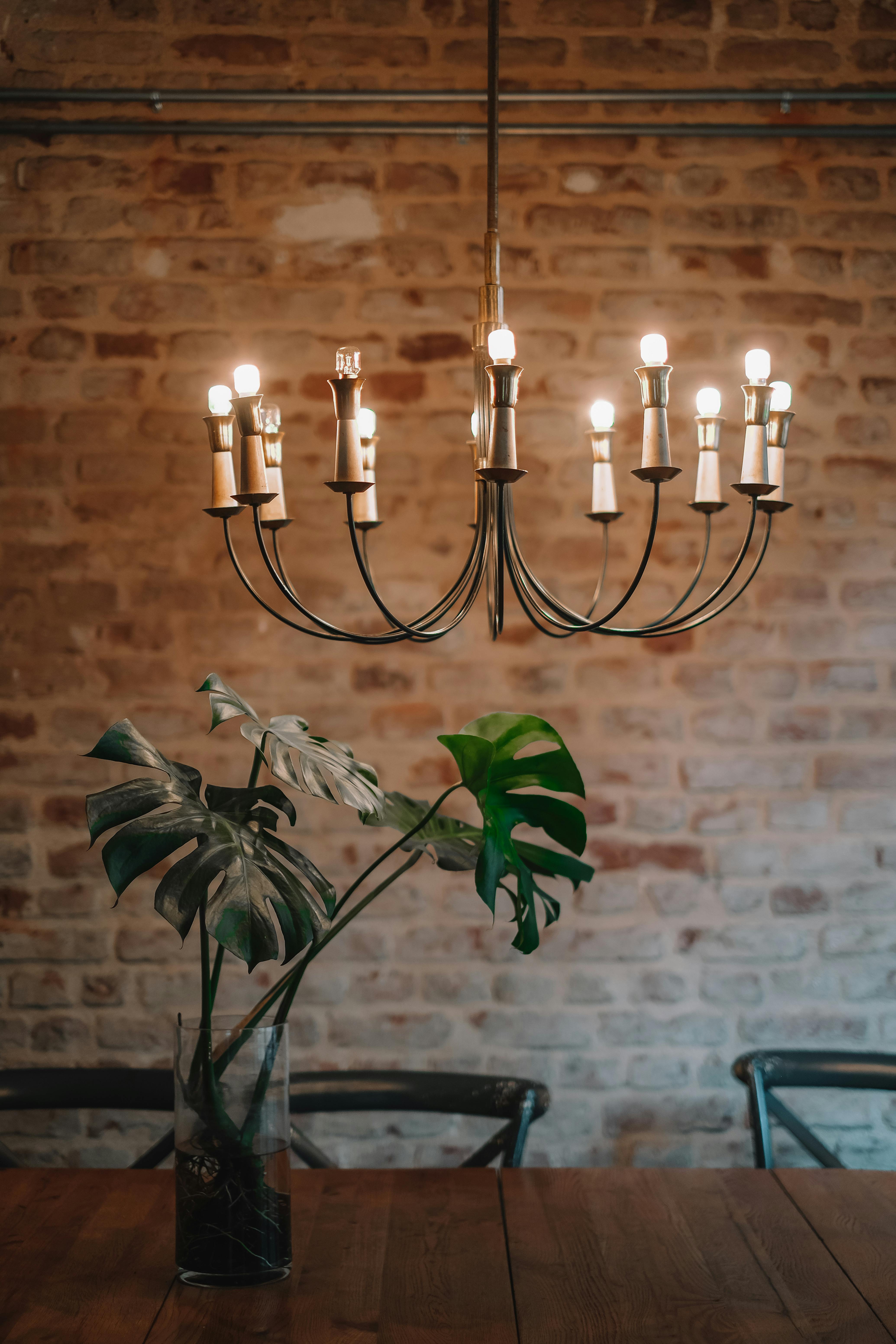 rustic farmhouse chandelier over a table